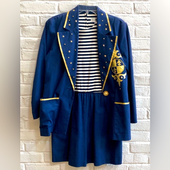 Nautical Romper/jacket combo. VTG/1970, Royal &Navy blue, gold accents EUC, 6P - Picture 6 of 15